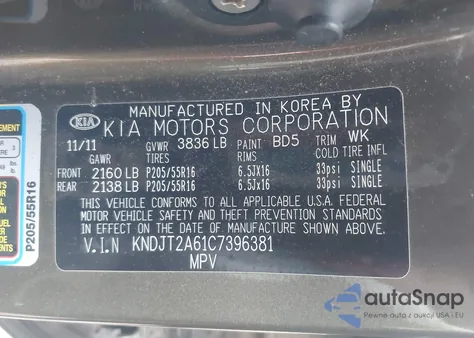 2012 Kia Soul + z USA, uszkodzony, nr VIN KNDJT2A61C7396381